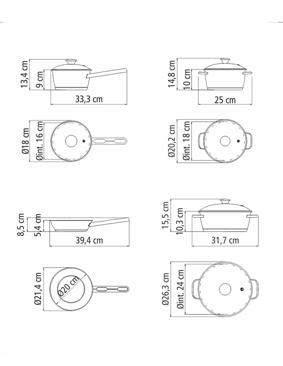 Batería de cocina Tramontina acero inoxidable 7 piezas