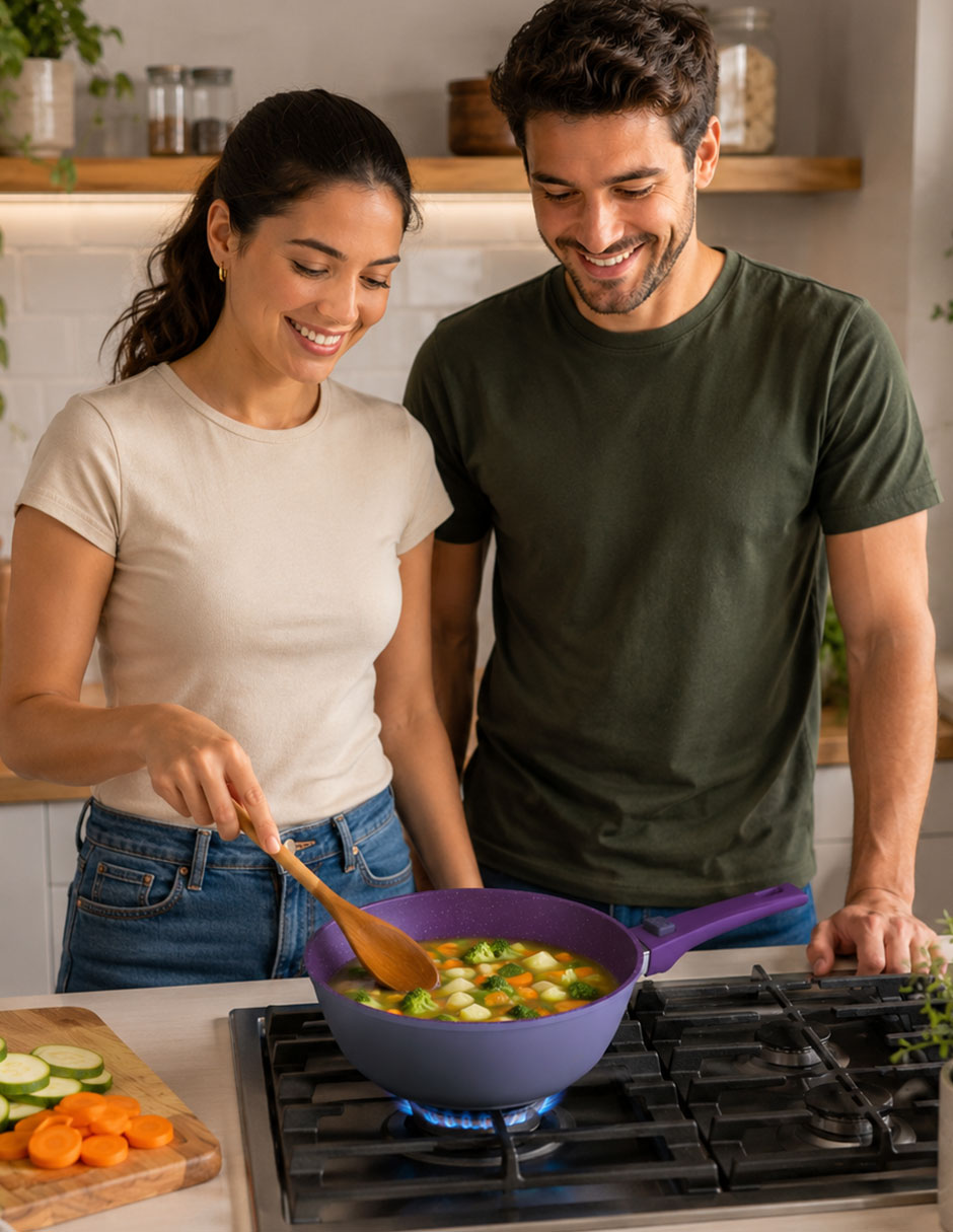 Batería de cocina Flavor Stone de acero antiadherente 10 piezas