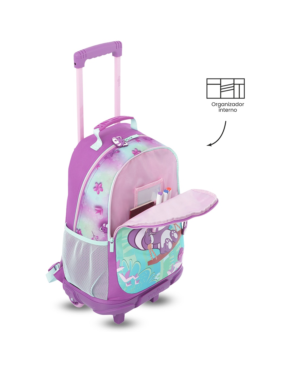 Mochila con ruedas escolar rue bomper bambu para niña 4
