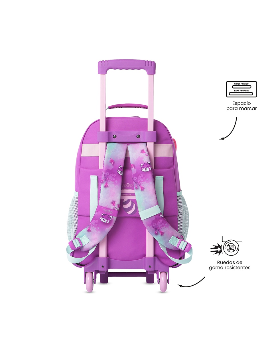 Mochila con ruedas escolar rue bomper bambu para niña 5