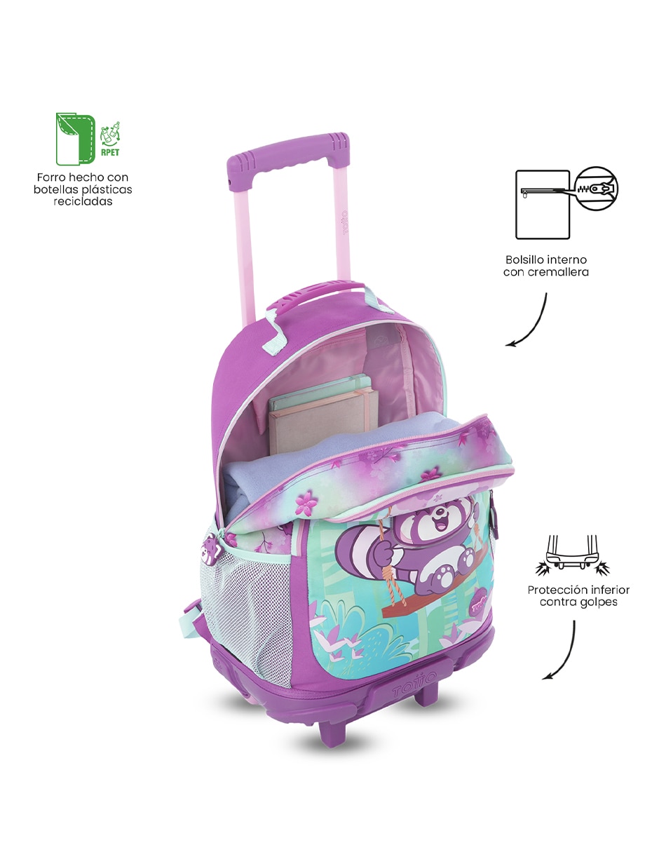 Mochila con ruedas escolar rue bomper bambu para niña 6