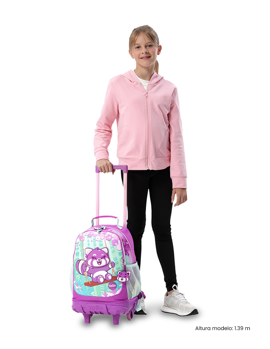 Mochila con ruedas escolar rue bomper bambu para niña 4