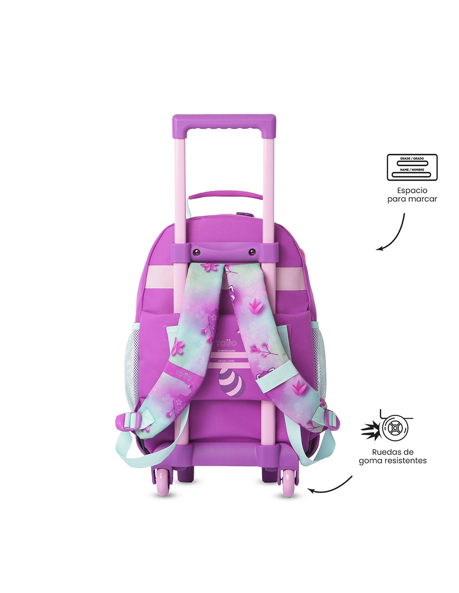 Mochila con ruedas escolar rue bomper bambu para niña 5