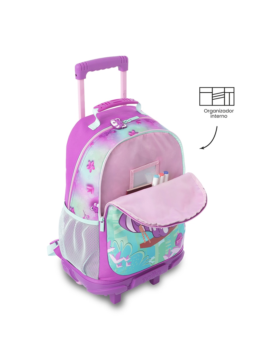 Mochila con ruedas escolar rue bomper bambu para niña 6