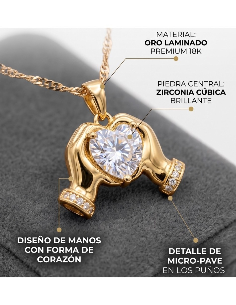 Aretes y collar de corazón de oro laminado 14 K Zirconia cúbica 4