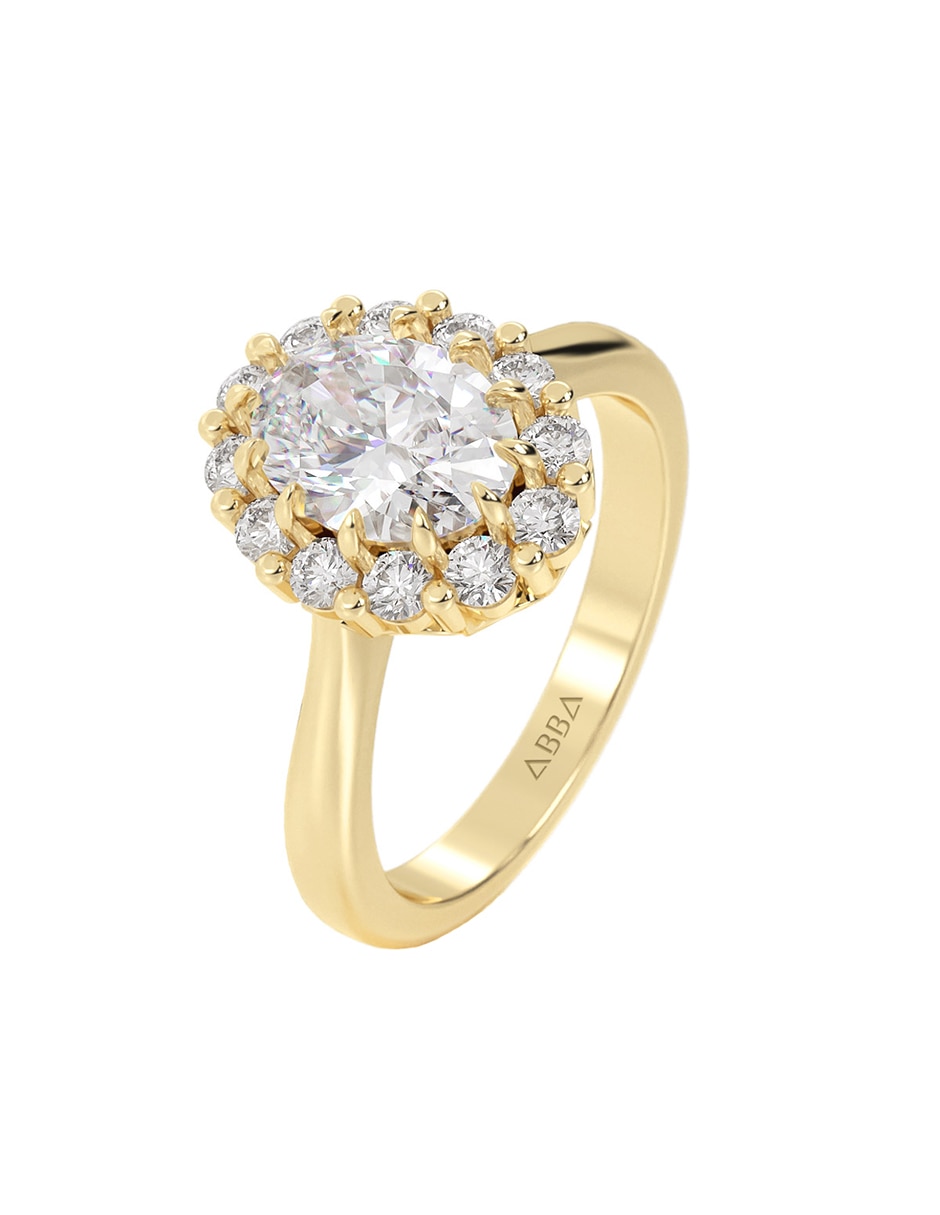 Anillo de compromiso de oro 10 K Abba Joyas zirconia