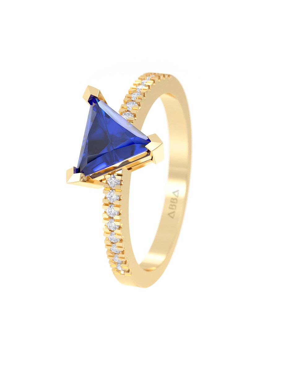 Anillo de compromiso de oro 14 K zirconia 5