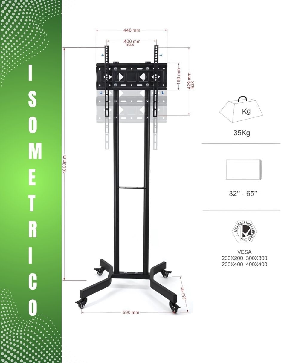 Soporte piso para pantalla fijo 32 - 65 pulgadas 8