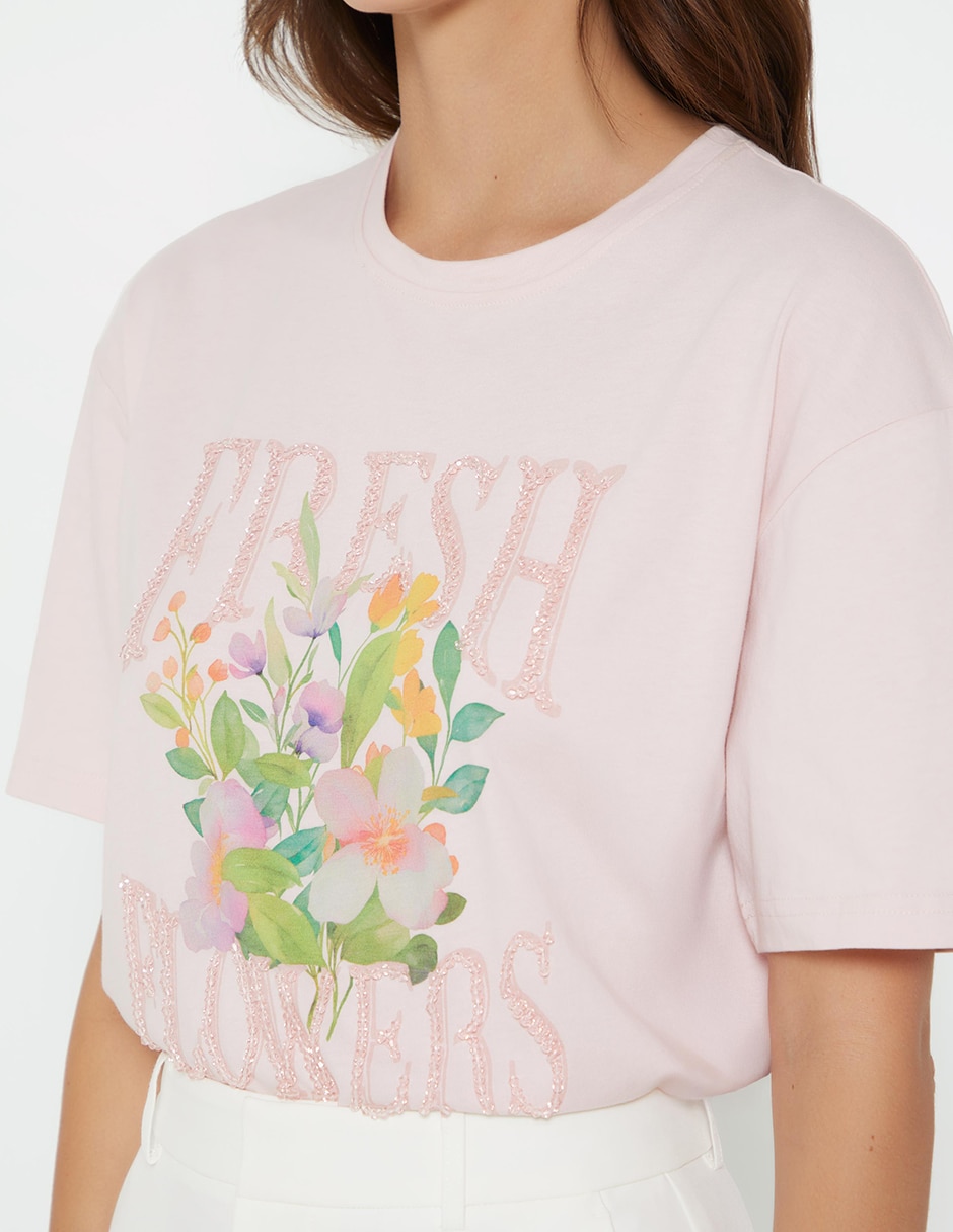Playera manga corta Studio F cuello redondo para mujer