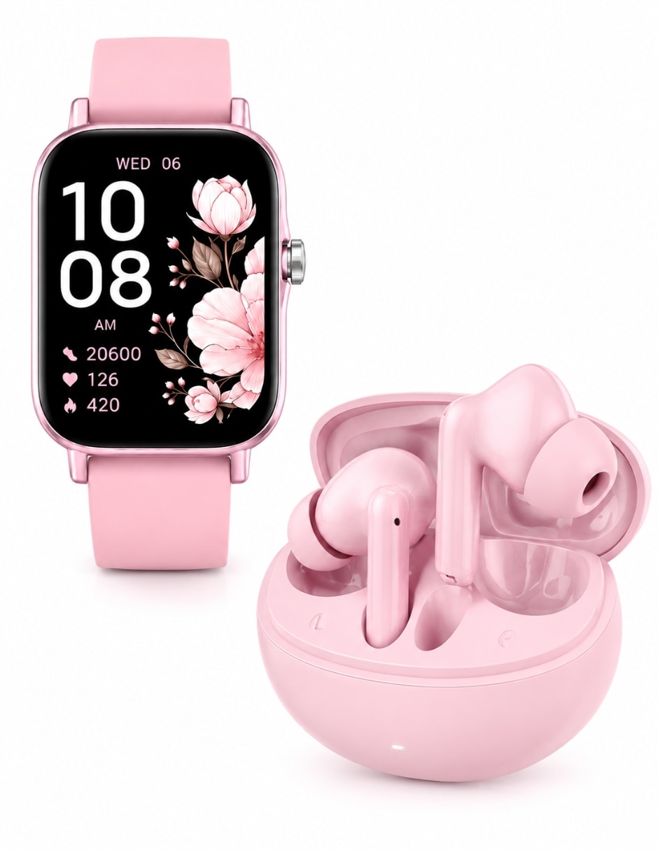 Set Audífonos In-Ear G-tide audífonos g-tide l42 rosa con smartwatch futurem fm13 rosa inalámbrica con cancelación de ruido