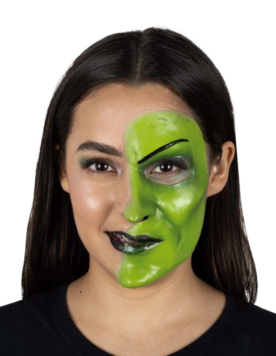 Maquillaje para disfraz de media máscara de bruja Maquillaje para disfraz de media máscara de bruja