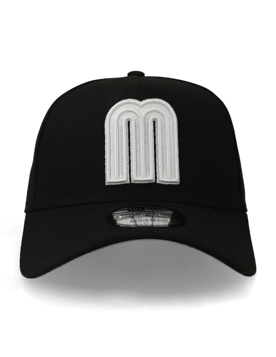Gorra visera curva snapback para fútbol New Era 9Forty Iconic M negra Selección Mexicana unisex