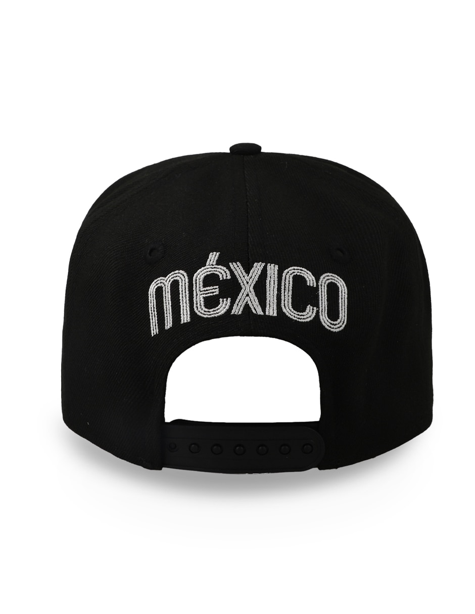 Gorra visera curva snapback para fútbol New Era 9Forty Iconic M negra Selección Mexicana unisex