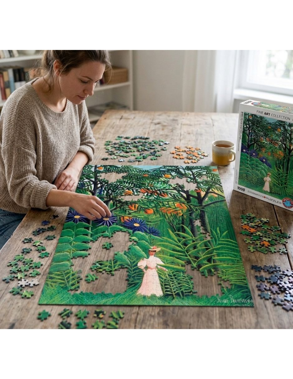Rompecabezas Obras de arte Rousseau Henri: Mujer en el Bosque Eurographics 1000 piezas