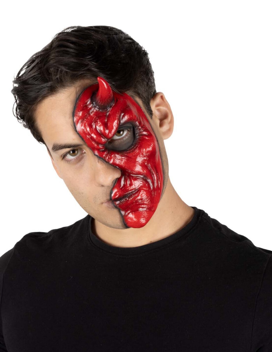 Maquillaje para disfraz de media máscara efecto especial diablo Rev