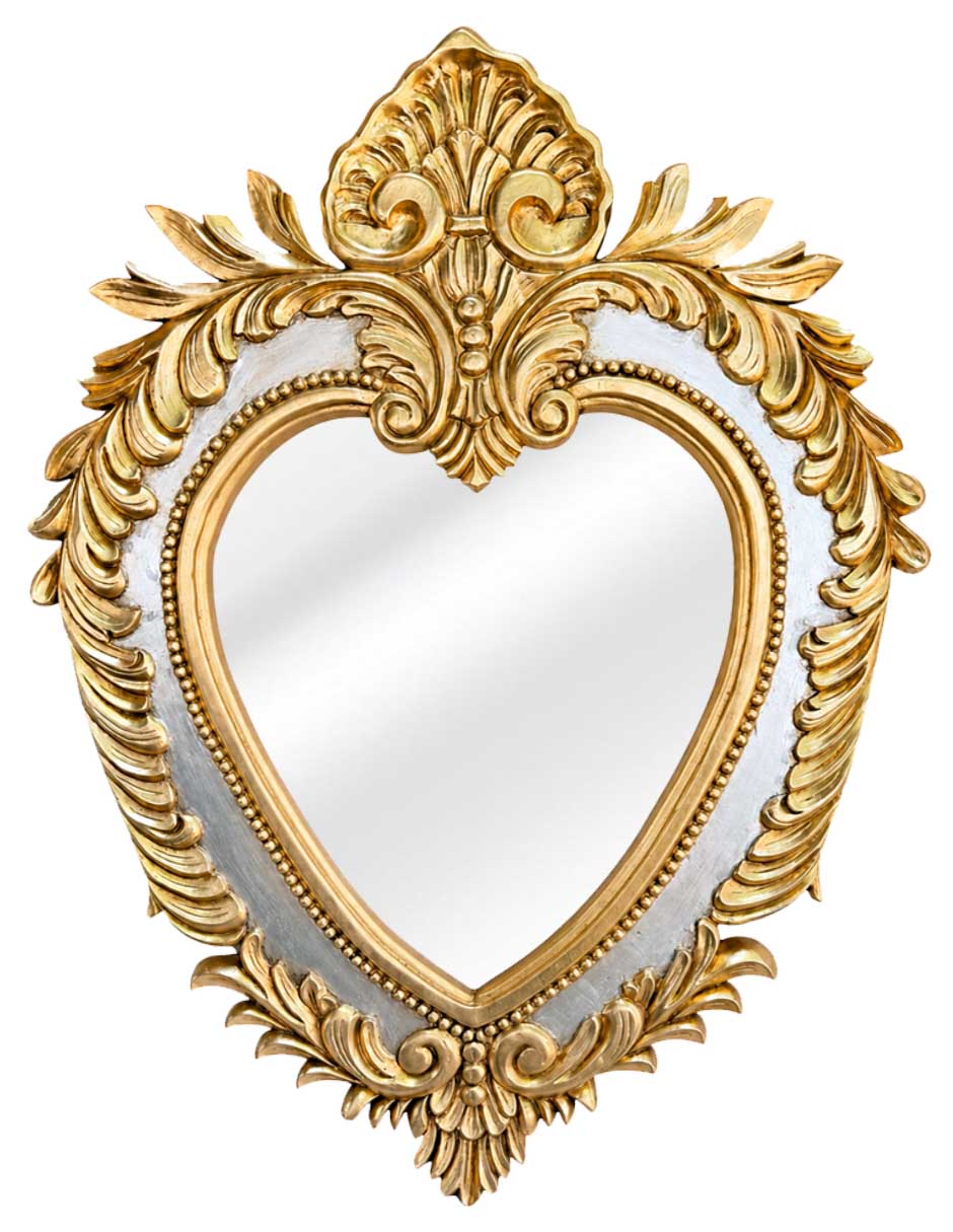 Espejo de pared corazón tallados a mano