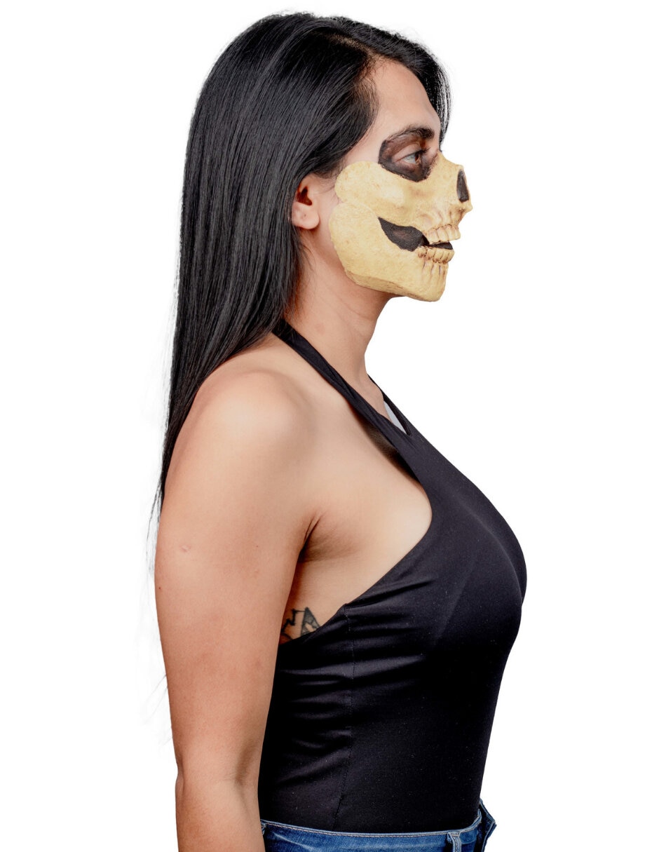 Maquillaje para disfraz de media máscara de calavera efecto especial Rev