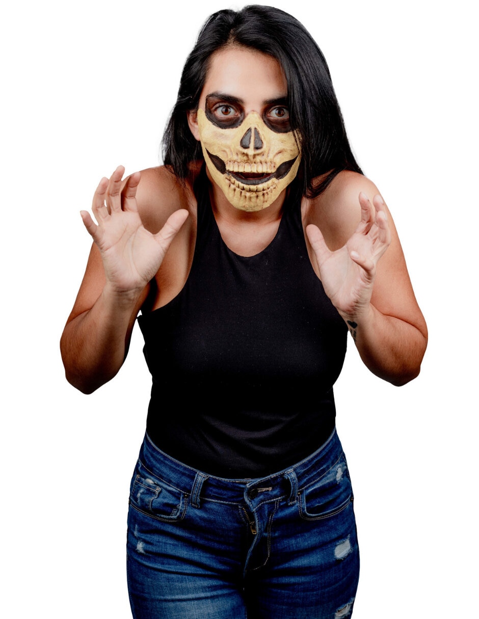 Maquillaje para disfraz de media máscara de calavera efecto especial Rev