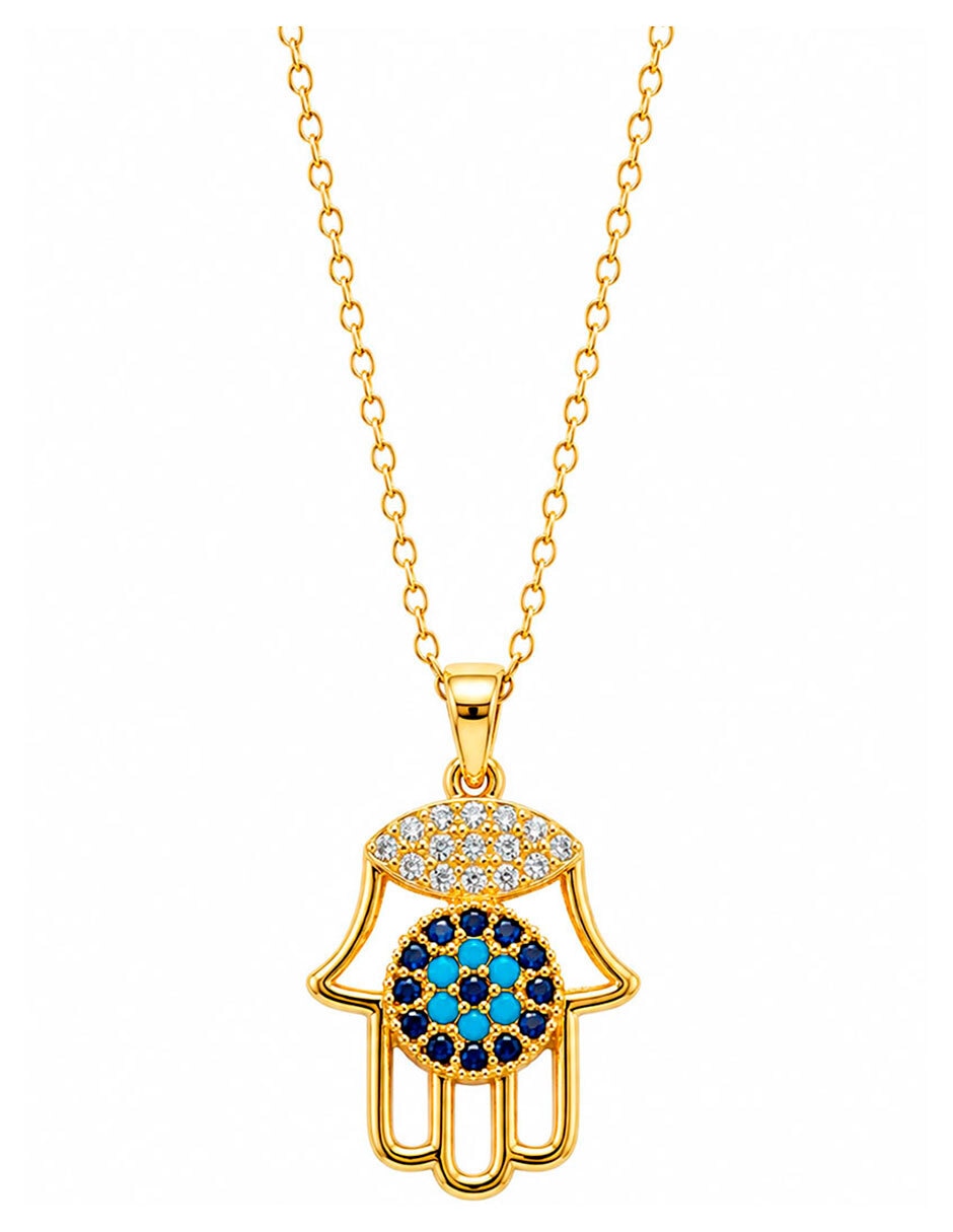 Collar con dije de Mano de Fátima 18 K