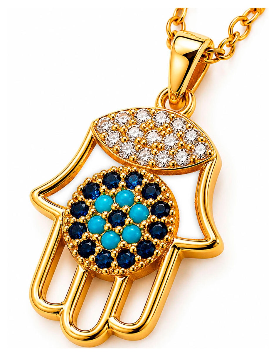 Collar con dije de Mano de Fátima Moon & Self 18 K