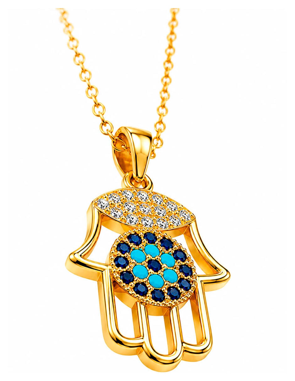 Collar con dije de Mano de Fátima Moon & Self 18 K