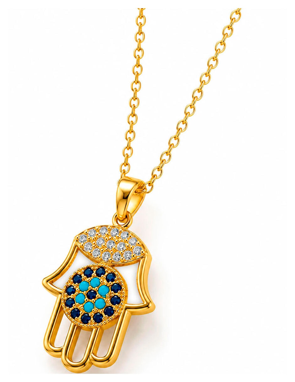 Collar con dije de Mano de Fátima Moon & Self 18 K