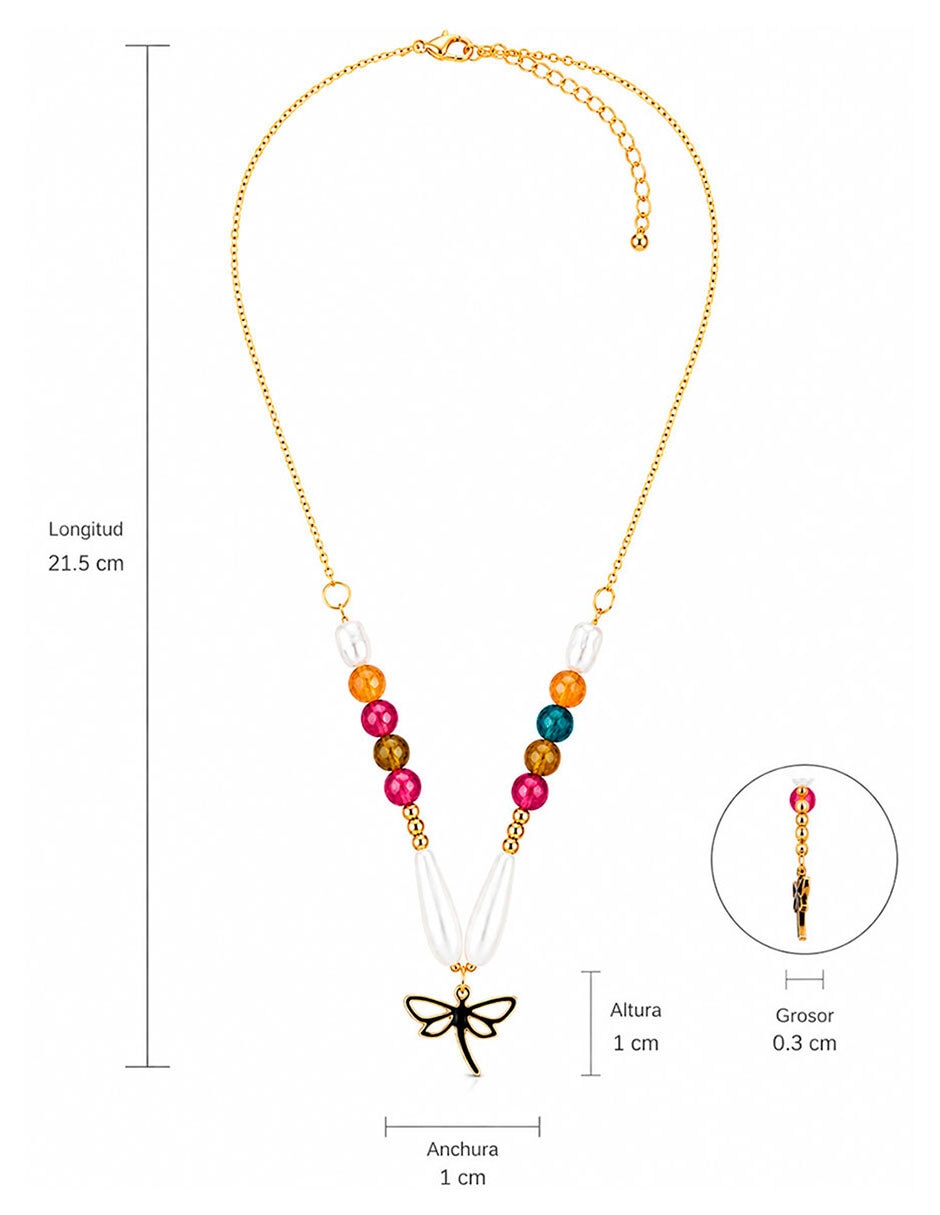 Collar con dije de Libélula Moon & Self 18 K