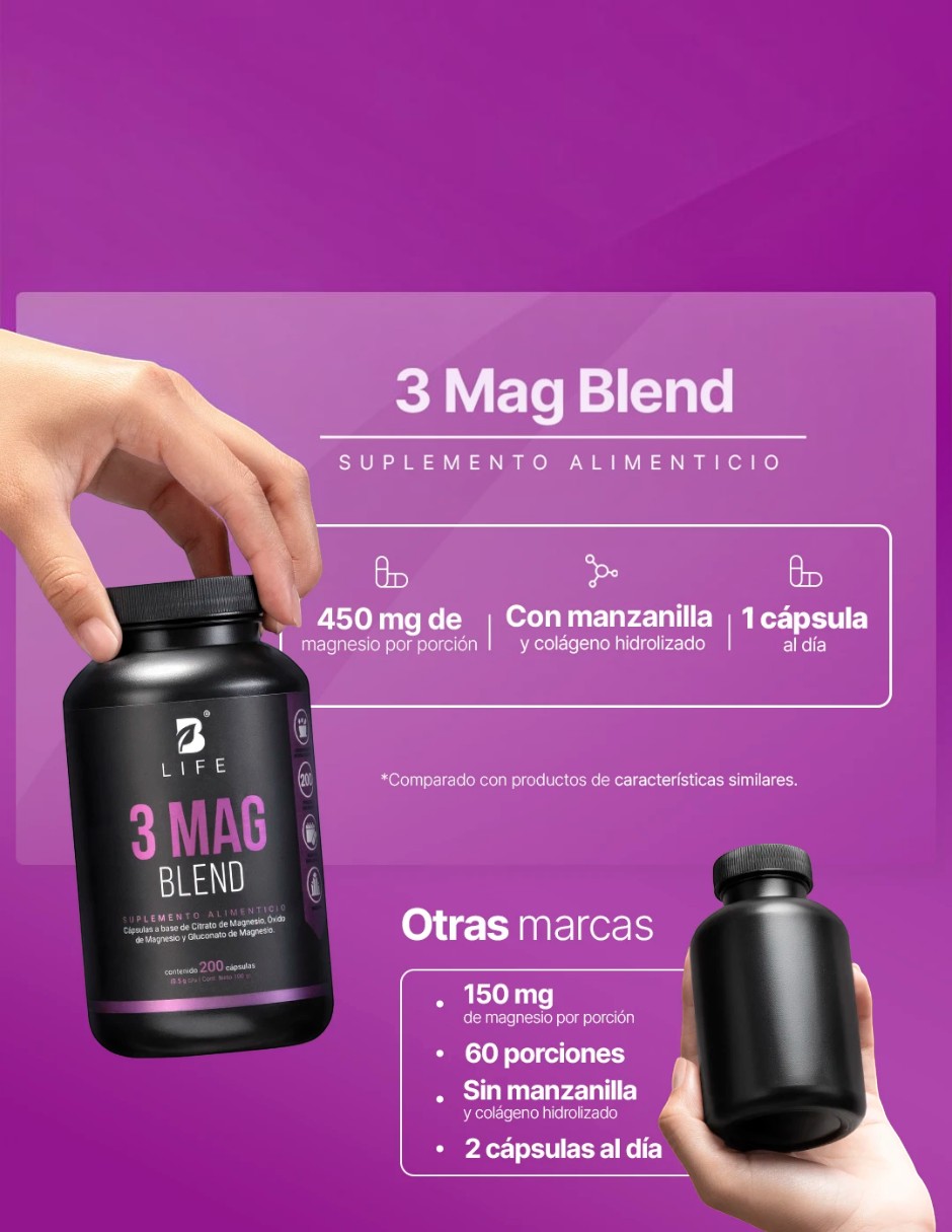 Suplementos alimenticios 3 Mag blend B Life