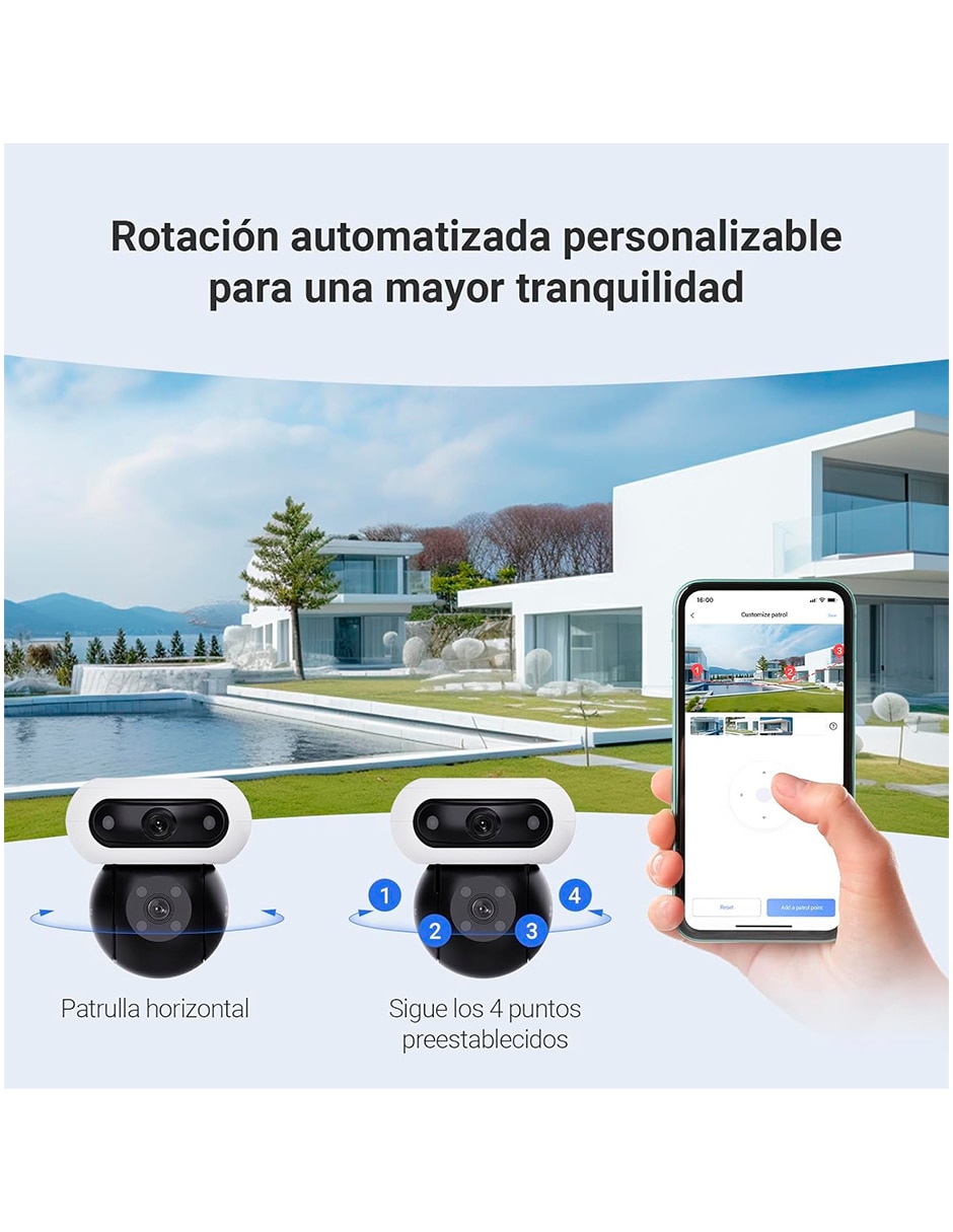 Cámara wi-fi de seguridad Ezviz modelo c90 dual 2k inalámbrica 110 a 60°para exterior