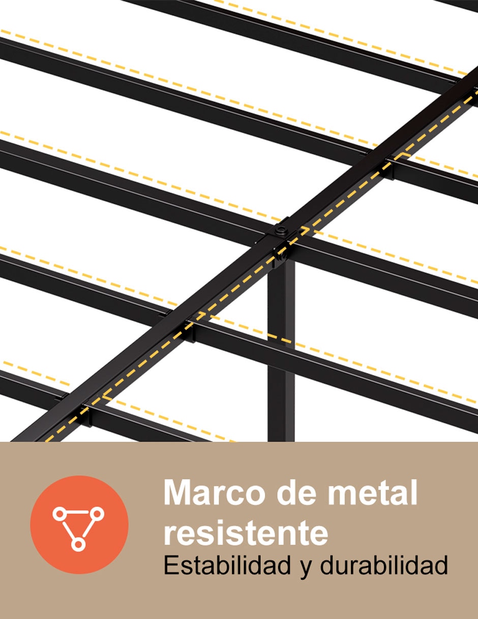 Base para cama armable luces LED de acero 13