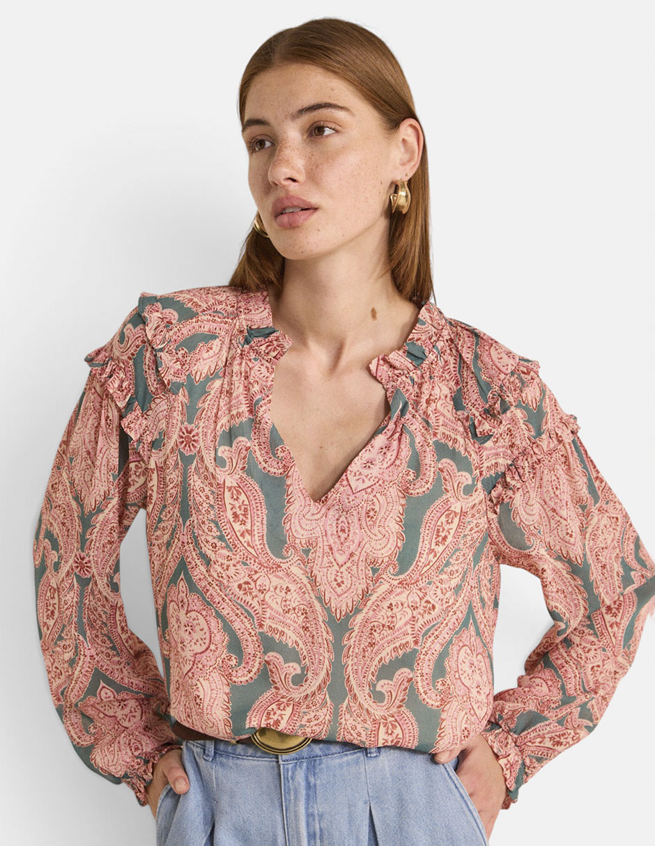 Blusa camisera manga larga para mujer Blusa camisera manga larga para mujer