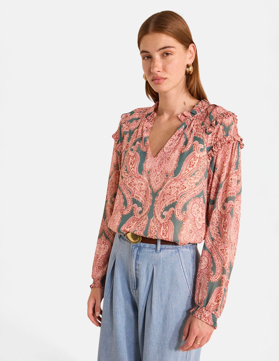 Blusa camisera manga larga para mujer 2