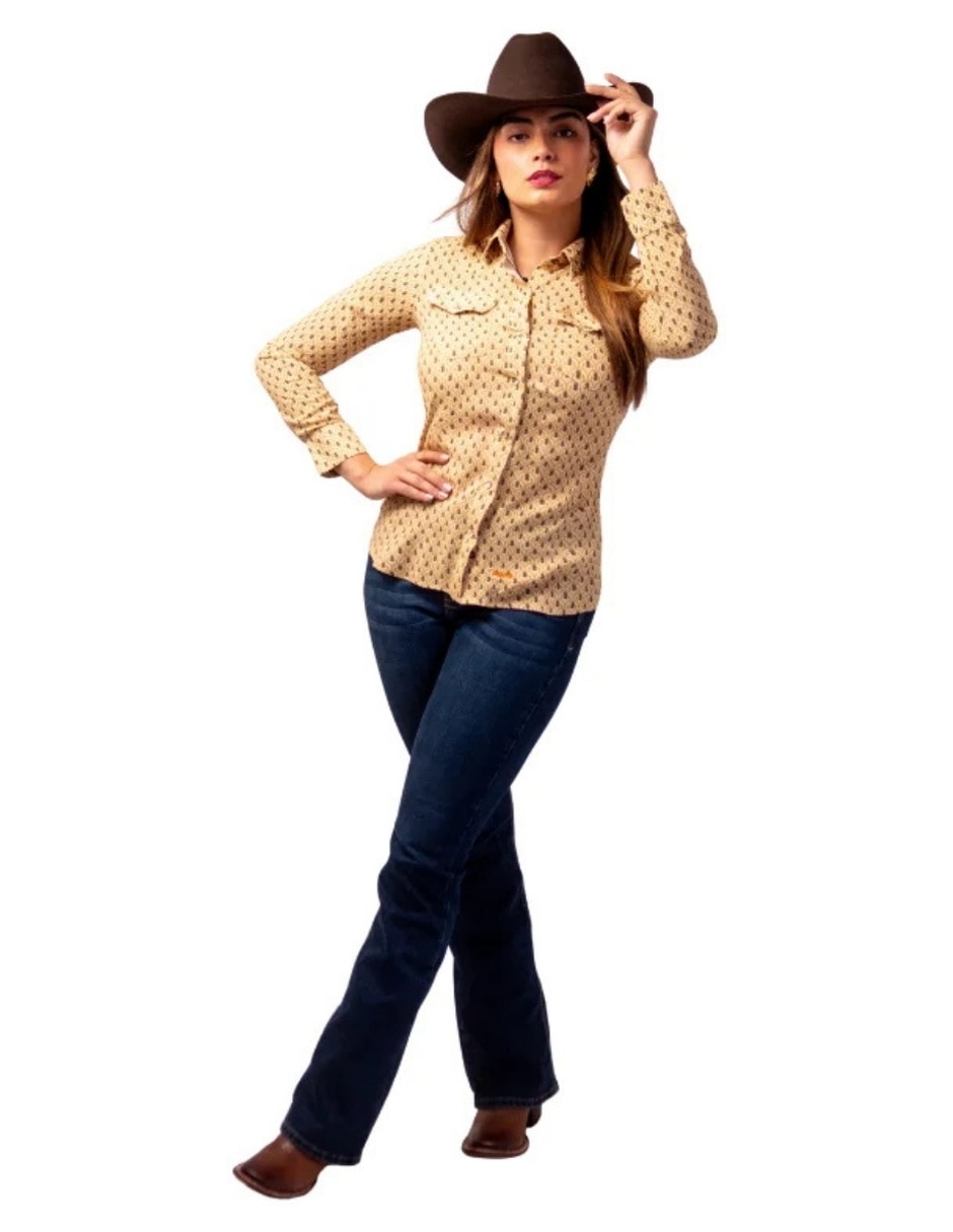 Camisa Icy Denver de rayón manga larga para mujer