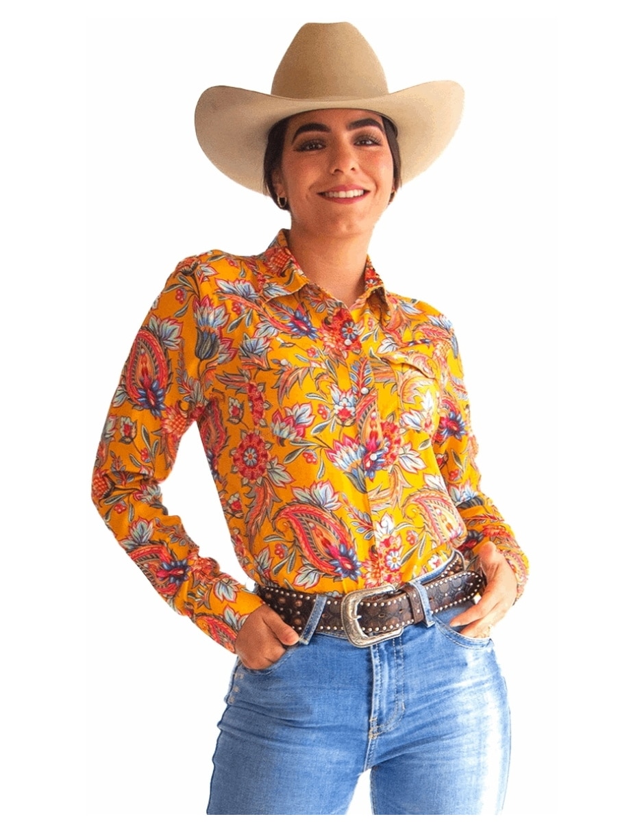 Camisa Icy Denver de rayón manga larga para mujer
