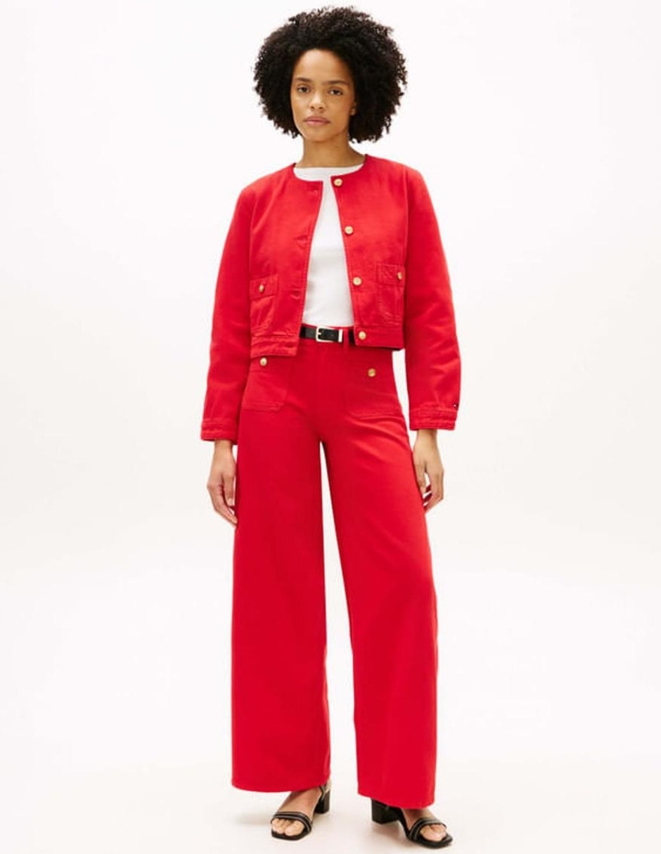 Jeans wide leg ww0ww48576 para mujer