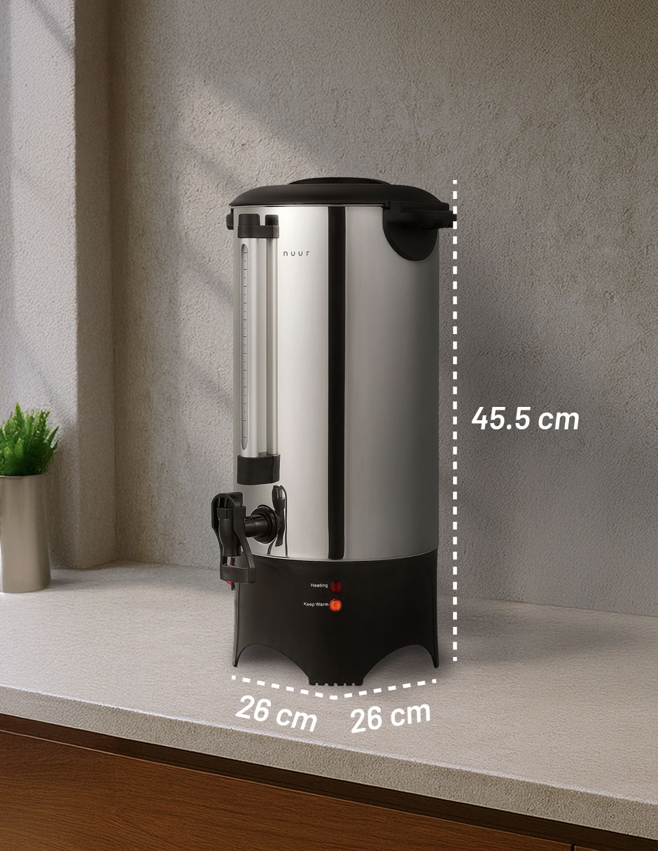 Percoladora Nuur sin presión 50 tazas de acero inoxidable