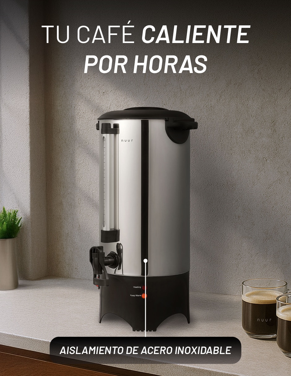 Percoladora Nuur sin presión 50 tazas de acero inoxidable