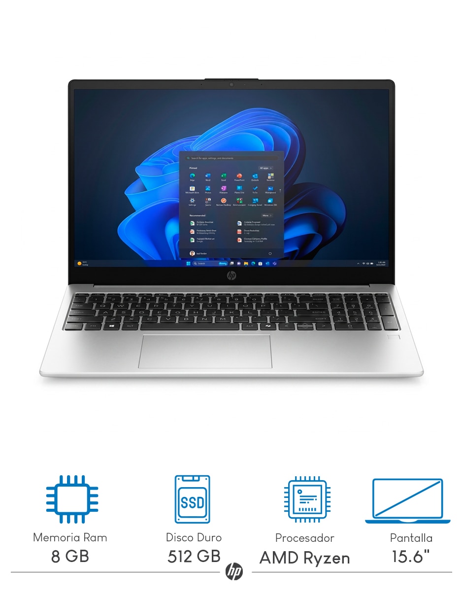 Laptop Hp 15.6 pulgadas Full HD AMD Ryzen 5 AMD Radeon 8 GB RAM 512 GB SSD