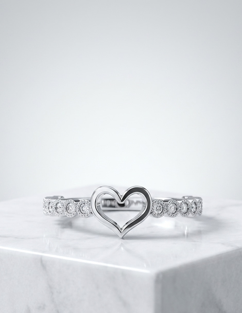 Anillo de compromiso de oro 14 K zirconia cúbica 7