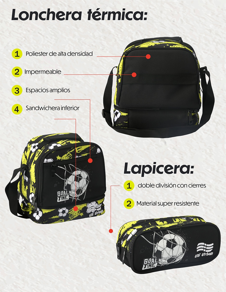 Set mochila escolar fútbol para niño 5