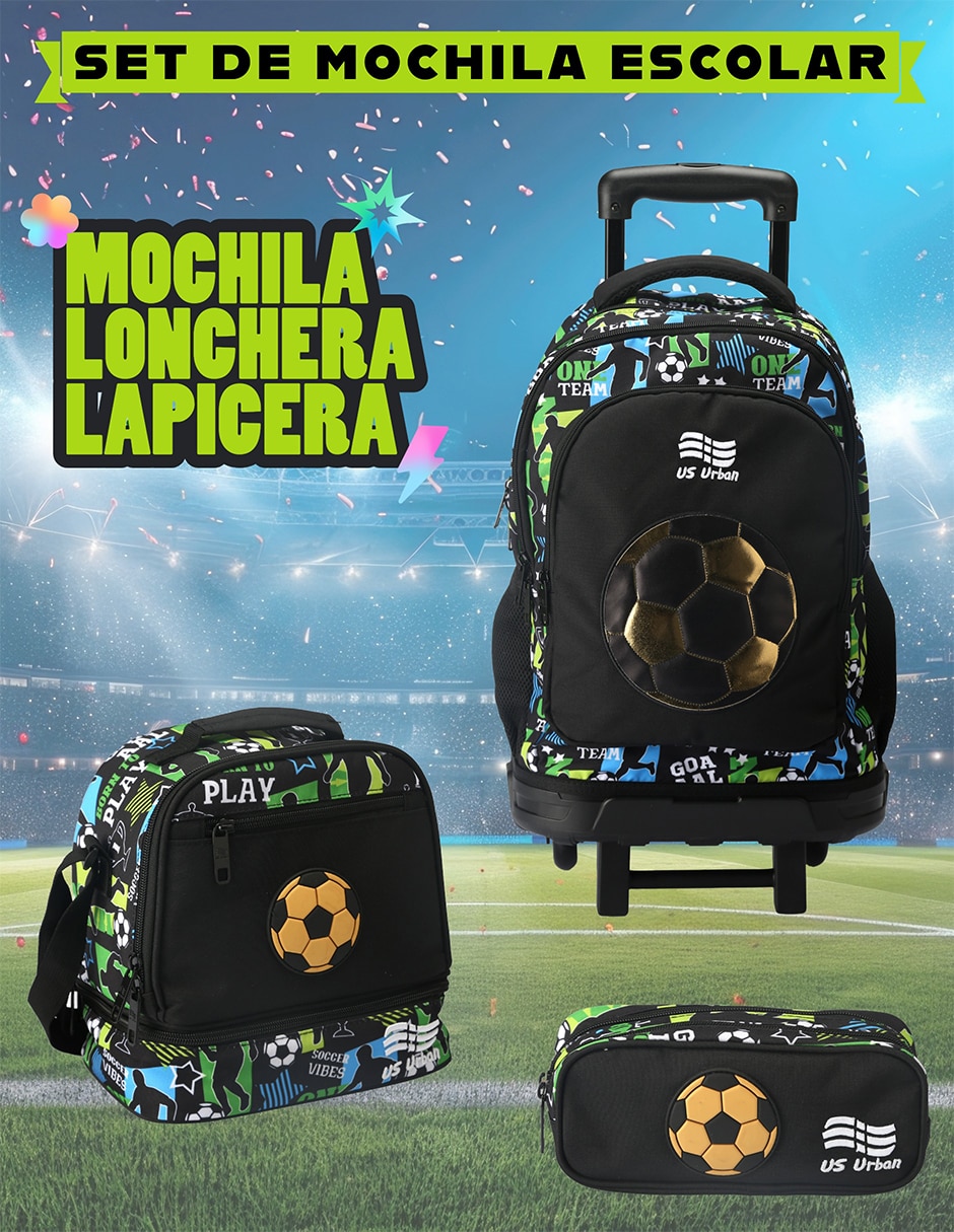 Set mochila escolar fútbol para niño 2
