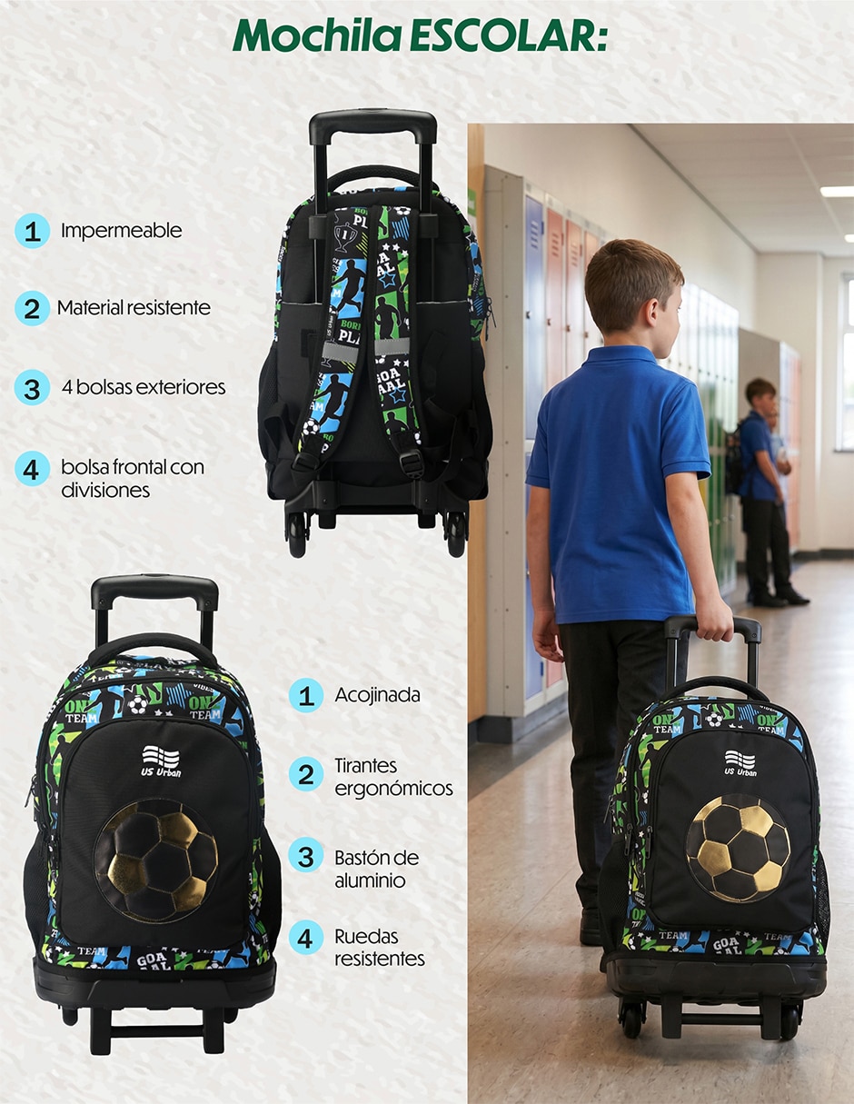 Set mochila escolar fútbol para niño 3