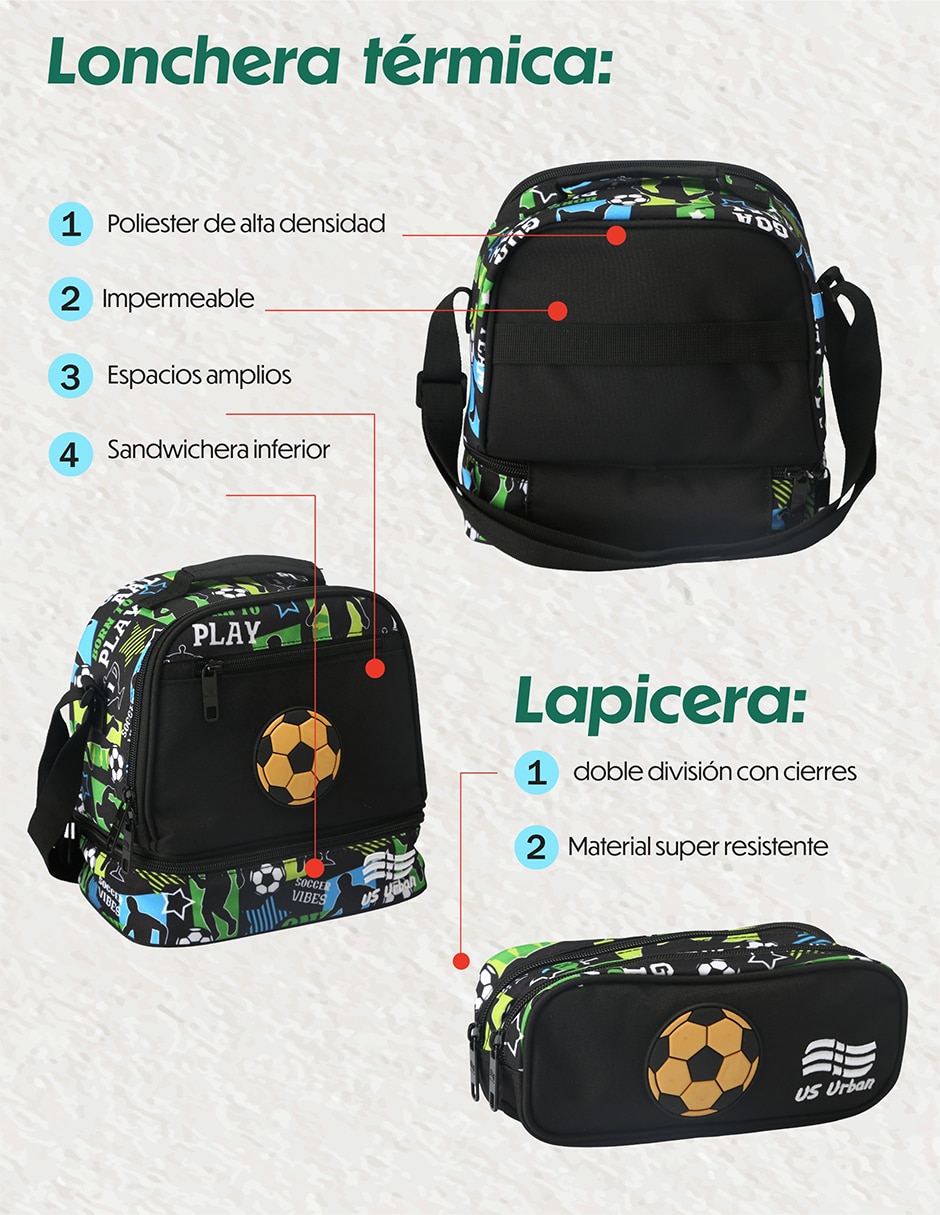 Set mochila escolar fútbol para niño 4