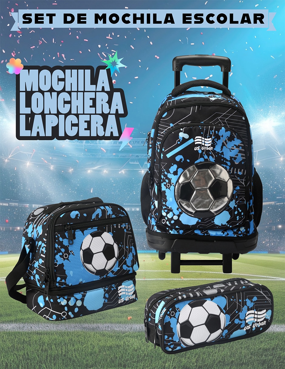 Set mochila escolar fútbol para niño 3