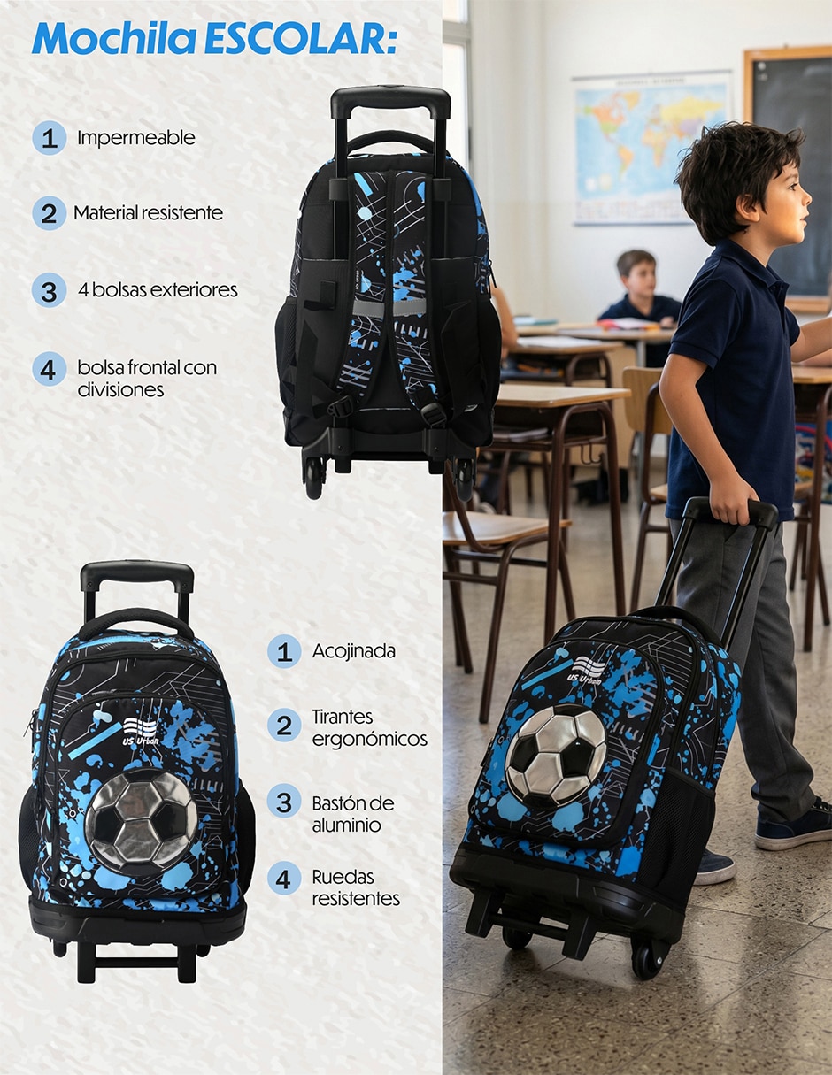 Set mochila escolar fútbol para niño 4