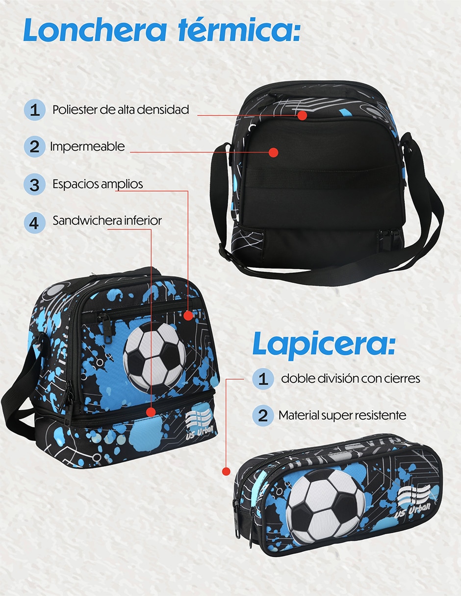 Set mochila escolar fútbol para niño 5