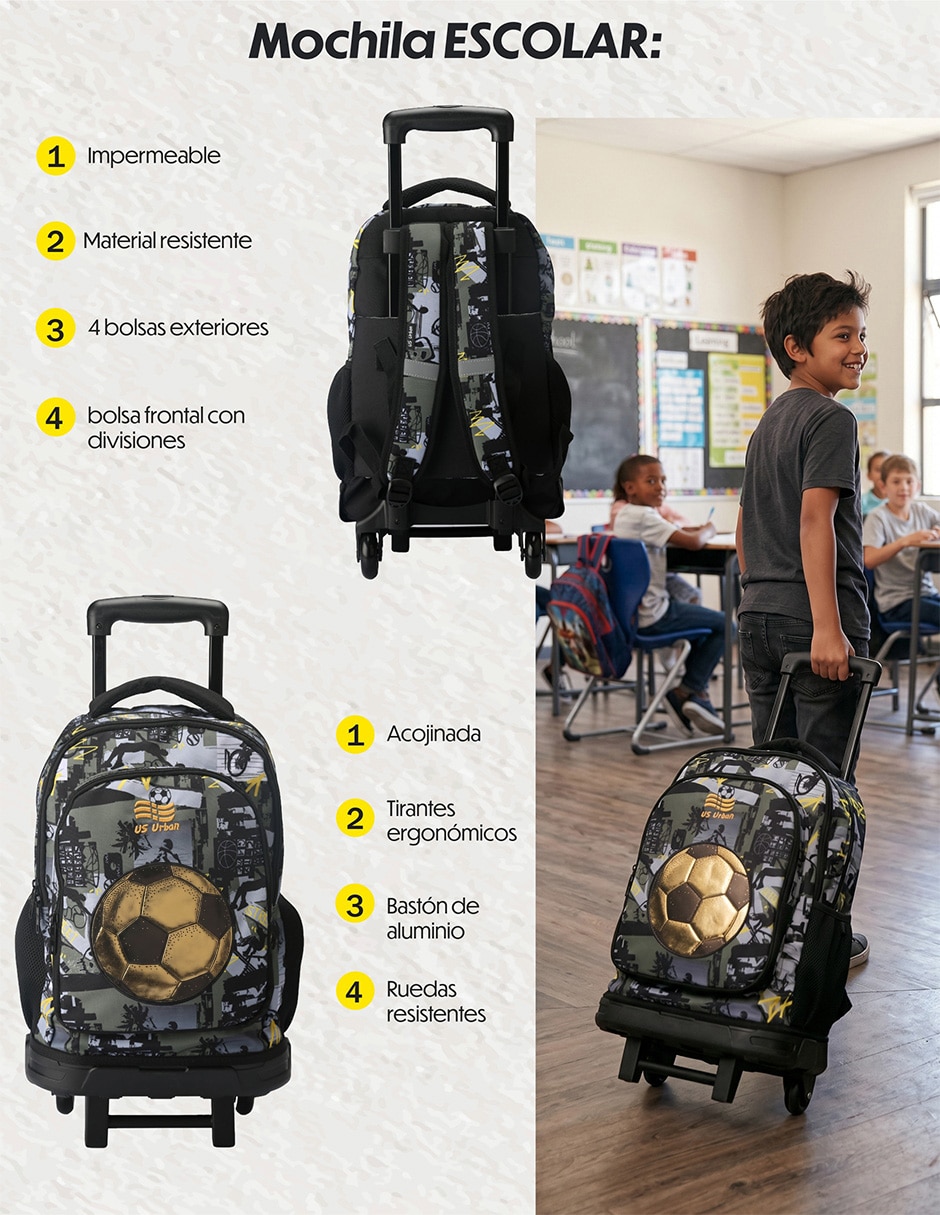 Set mochila escolar fútbol para niño 4
