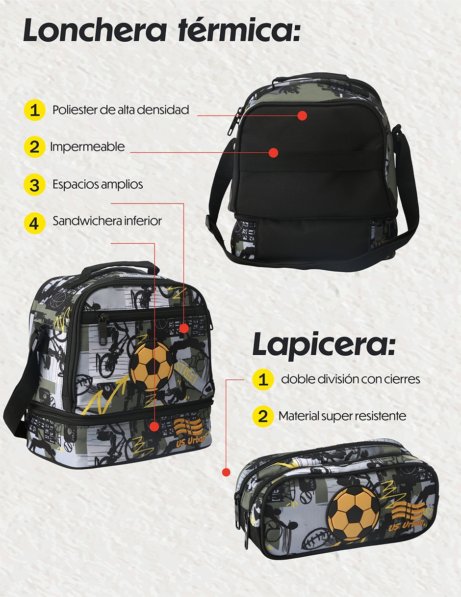Set mochila escolar fútbol para niño 5