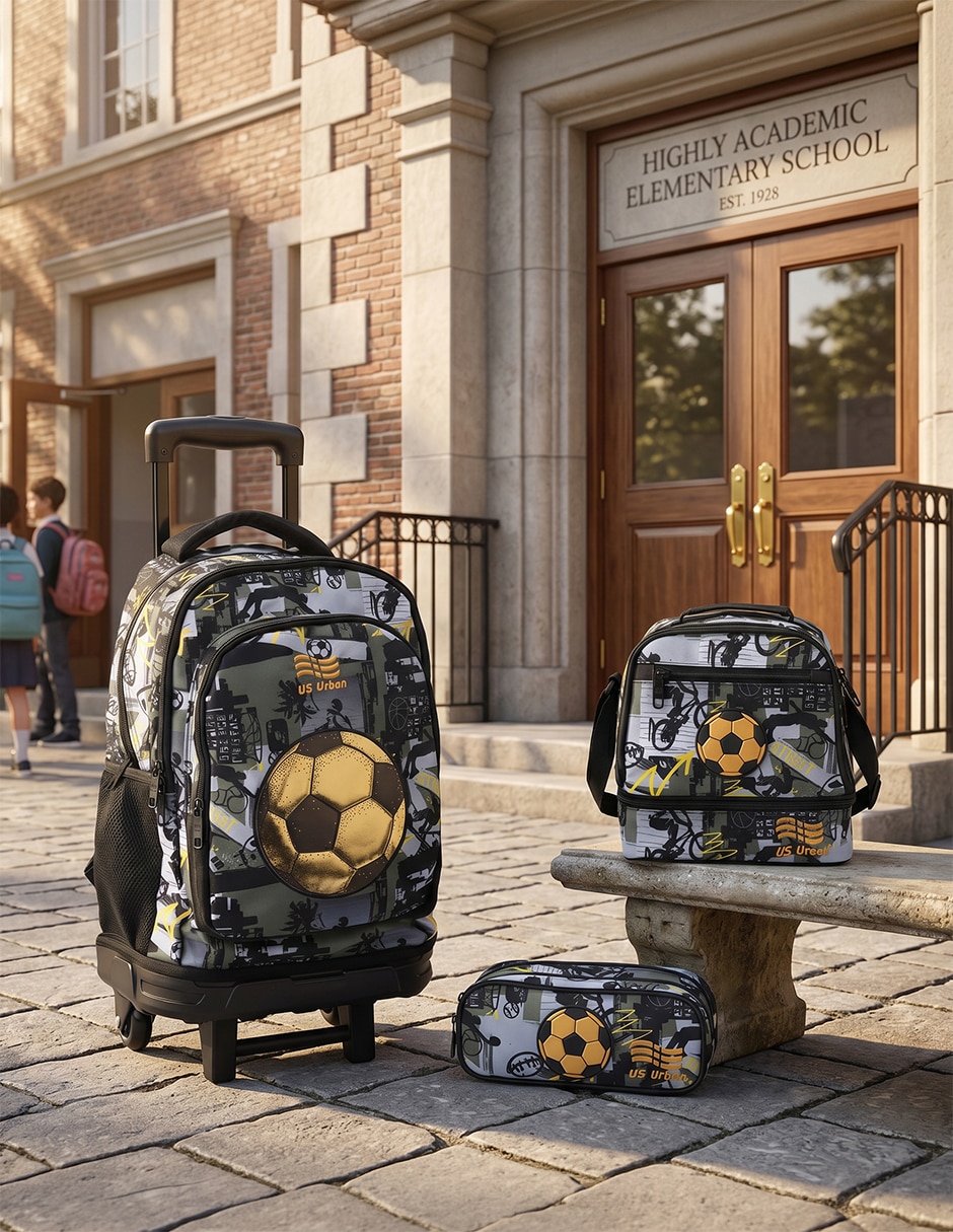 Set mochila escolar fútbol para niño 6