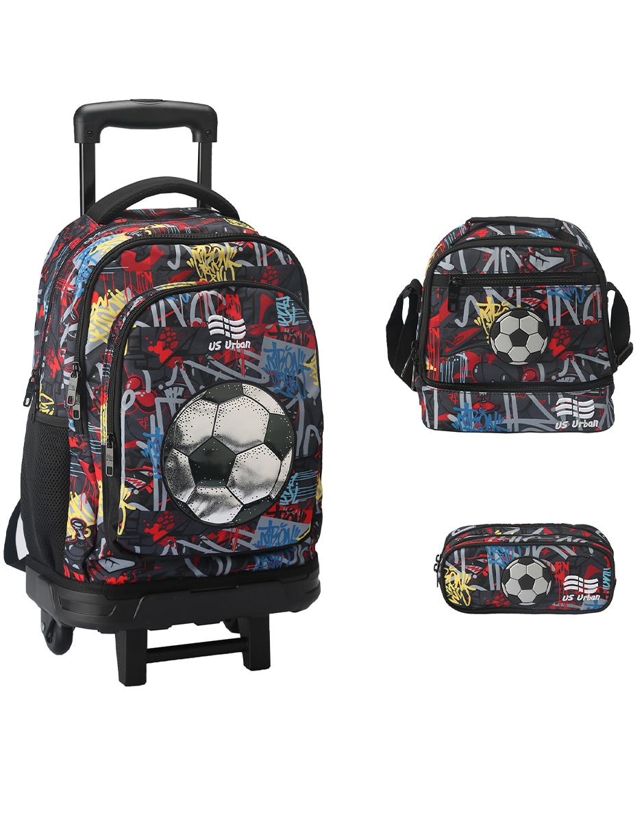 Set mochila escolar fútbol para niño